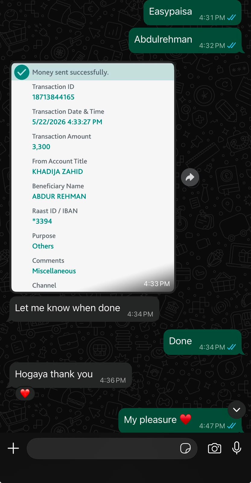 WhatsApp review from Zainab Ali