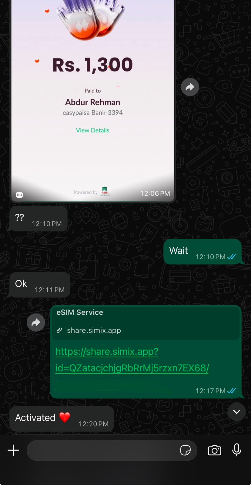 WhatsApp review from Aleena Mirza